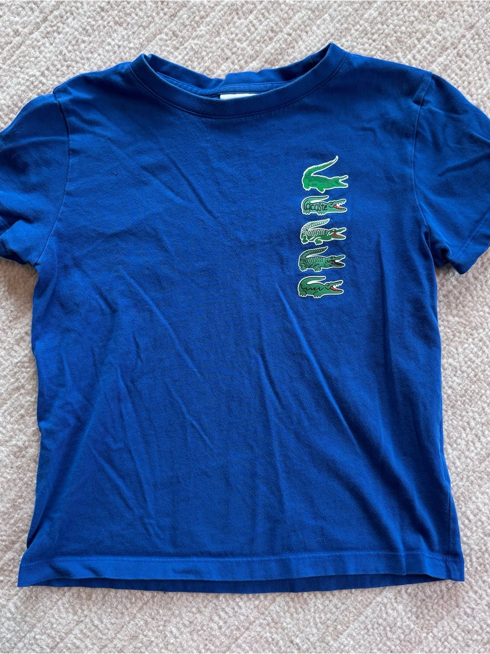Lacoste Kids Royal Blue Tee with Stacked Green Crocodile Logos